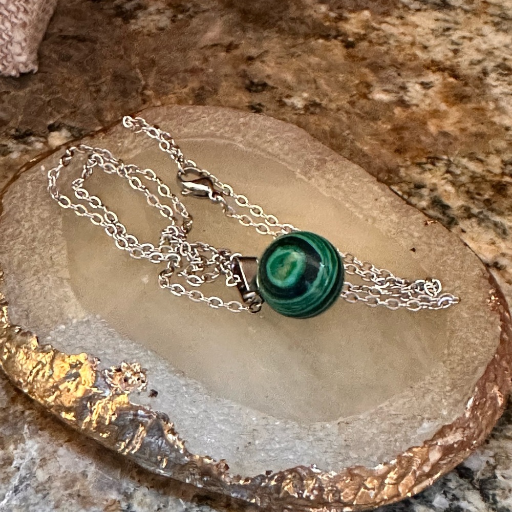 2/$10 Silver Malachite Sphere Necklace - Picture 7 of 7